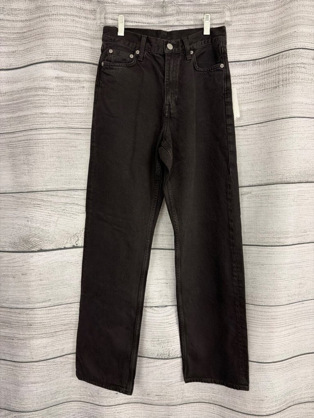 NWT Chord Black Organic Cotton High-Waist Straight-Leg Jeans Size 24